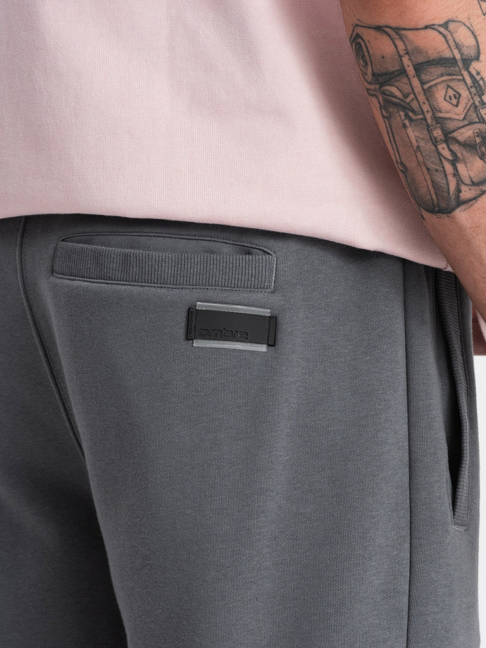 Men's BASIC cotton sweat shorts - graphite V11 OM-SRBS-0149