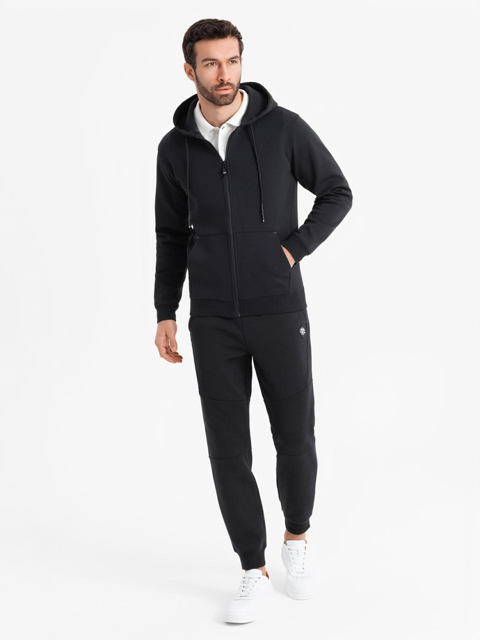 Rozpinana bluza dresowa hoodie w stylu streetwearowym – czarna V3 OM-SSZP-0213