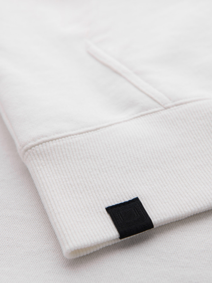 Men's cotton hoodie with contrasting elements - white V1 OM-SSNZ-0225