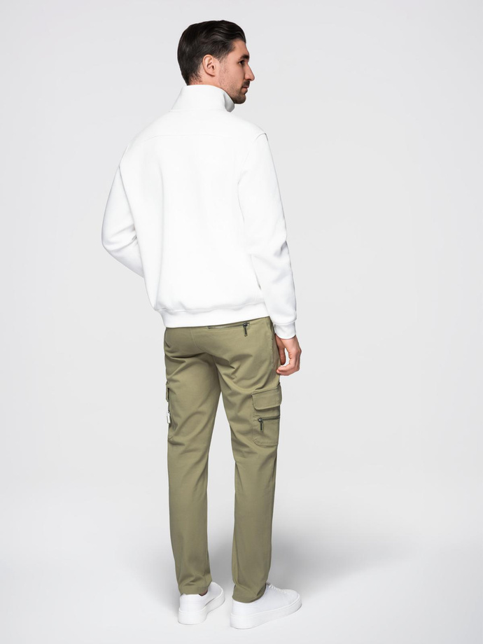 Men's STRAIGHT LEG cargo pants with zippered pockets - olive V2 OM-PACG-0204