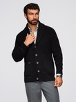 Men's cotton cardigan sweater with shawl collar - black V4 OM-SWCD-0153