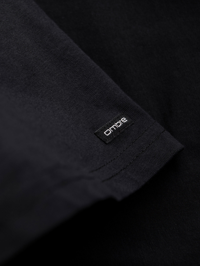 Men's longsleeve with buttons at the neckline - black V4 OM-LSCL-0107