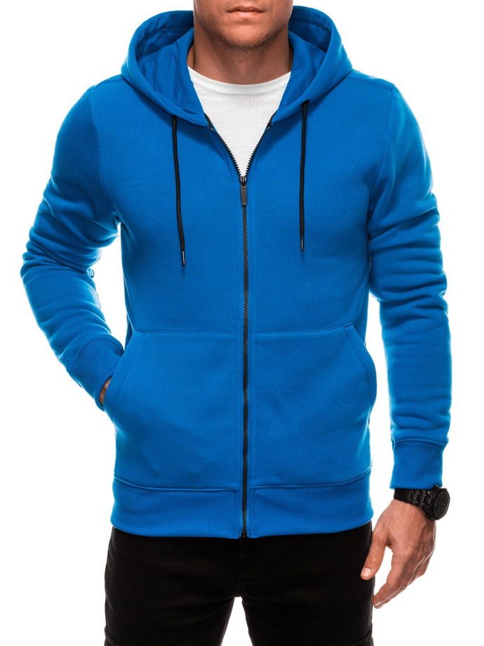 Unzipped men's BASIC hooded sweatshirt - blue V1 EM-SSBZ-0101