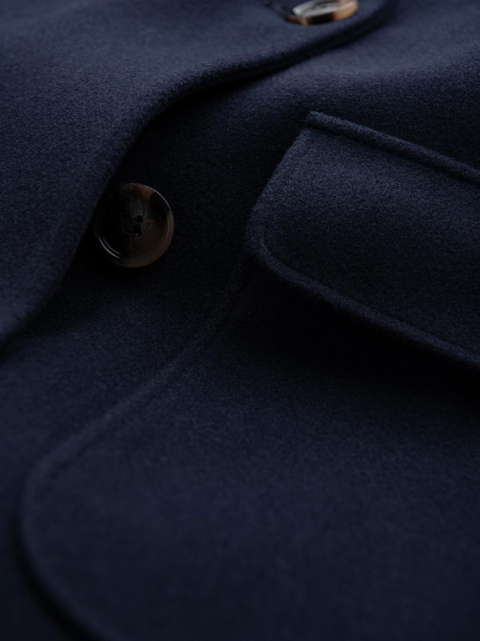 Men's double-breasted coat with decorative buttons - indigo V1 OM-COWC-0109