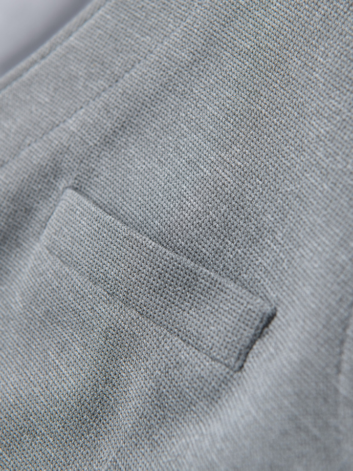 Fitted structured men's vest with patch pockets - grey melange V2 OM-BLZV-0146