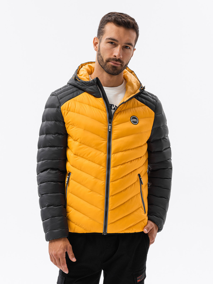 Men's quilted sports jacket - mustard V3 OM-JALP-0119