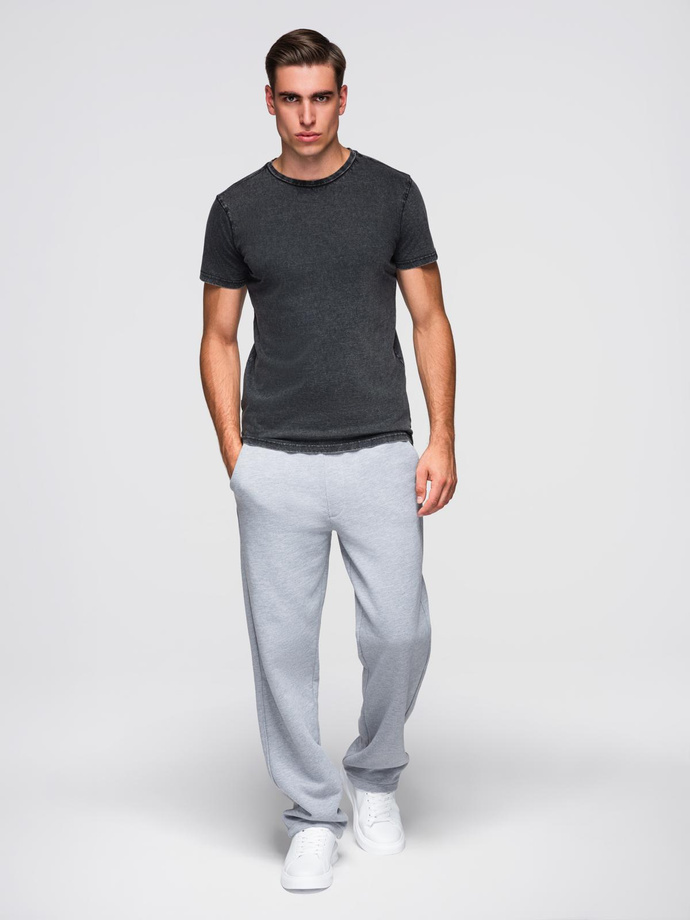 Men's T-shirt with wash effect - black V1 OM-TSWT-0116