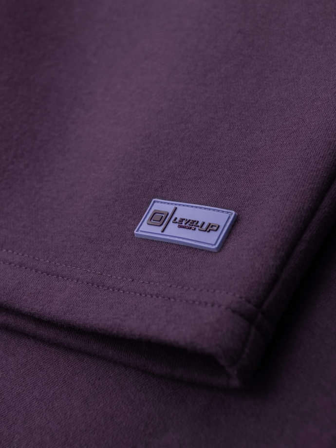 Dresowe szorty unisex ze ściągaczem w pasie – fioletowe V13 OU-SRBC-0101