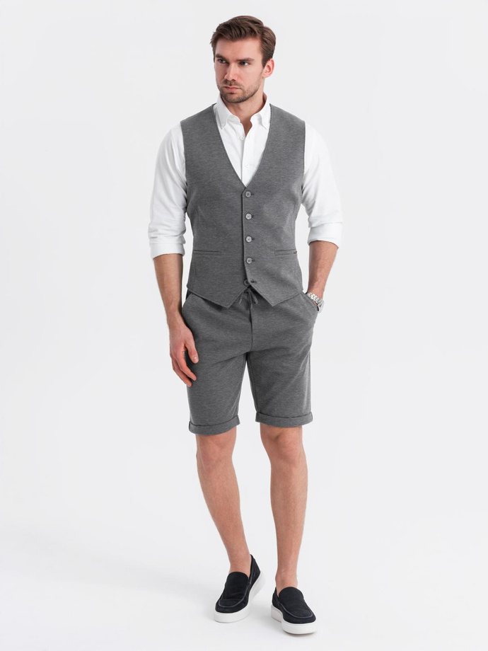 Elegant men's set suit vest + shorts - graphite V3 Z112
