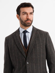 Men's elegant plaid blazer with wool blend - graphite V3 OM-BLZB-0137