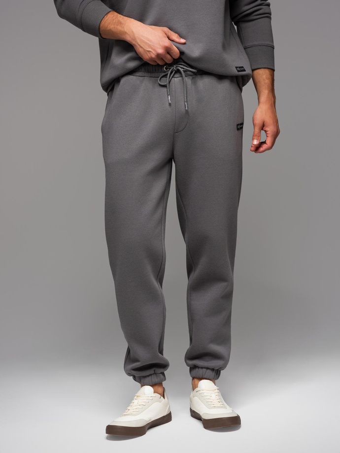 Klasyczne spodnie dresowe ze ściągaczami unisex– szare V18 OU-PSBC-0100