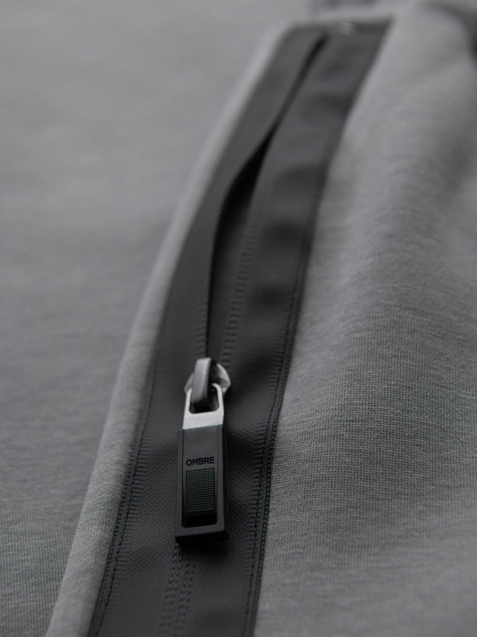 Dresowe spodnie męskie z prostą nogawką i gumowymi detalami – szare V3 OM-PASK-0281