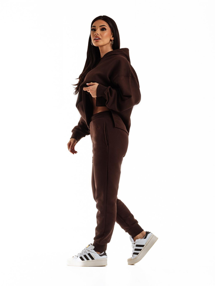 Bluza damska z kapturem TLR044 - brązowa