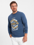 Men's collegiate style printed longsleeve - blue V2 OM-LSPT-0117