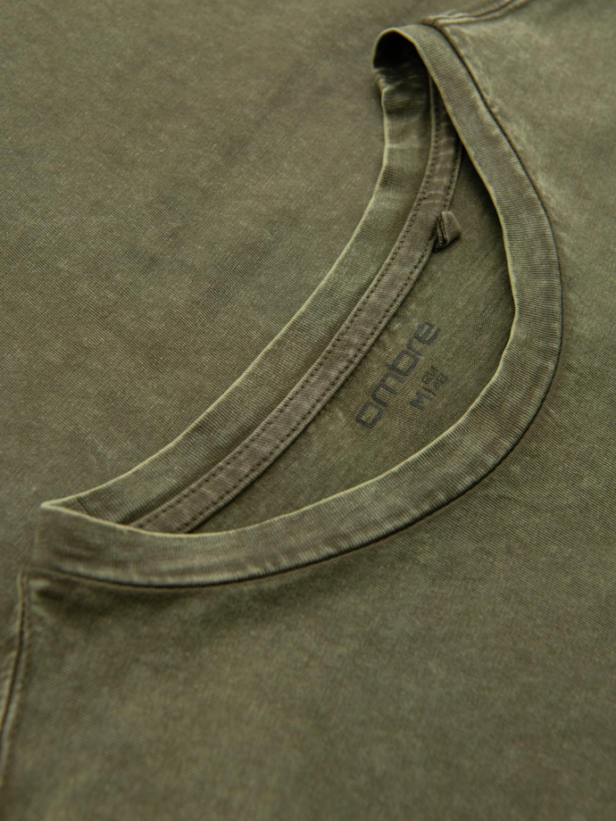 Men's t-shirt with wash effect - olive V4 OM-TSWT-0116