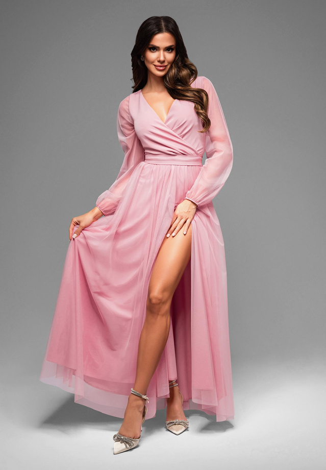 Sukienka wieczorowa LA-OM-DLR008 - powder pink