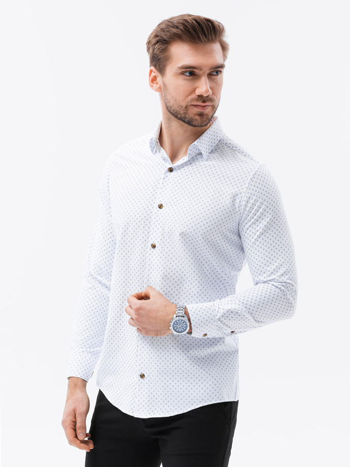 Men's shirt with long sleeves - white K616