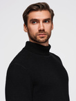 Men's classic cotton turtleneck sweater - black V4 OM-SWTN-0162