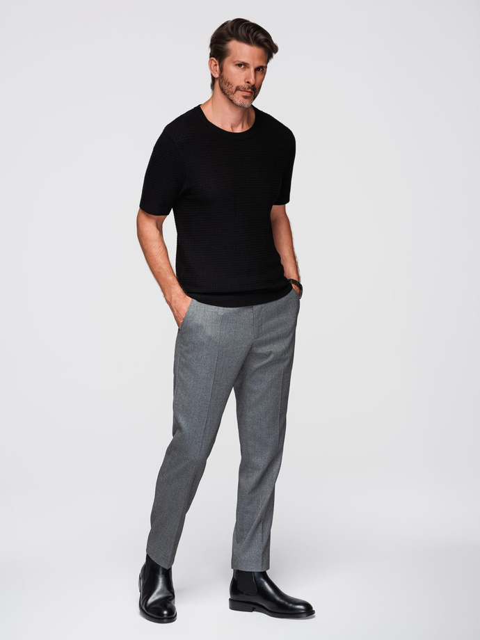 Men's structured knitted t-shirt - black V3 OM-TSCT-0253