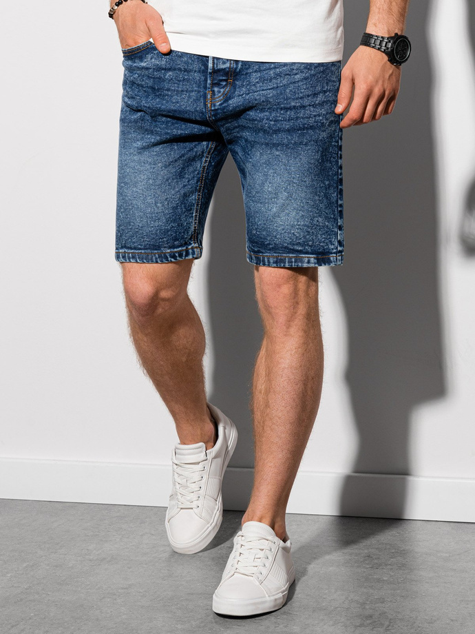 Krótkie spodenki męskie jeansowe - niebieskie W305