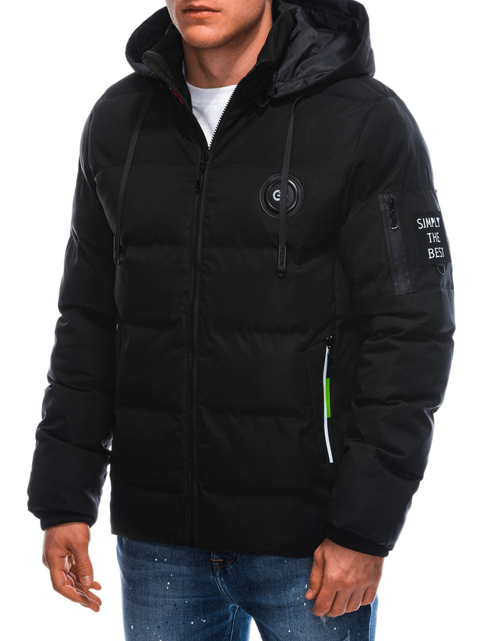 Men's winter quilted jacket C612 - black