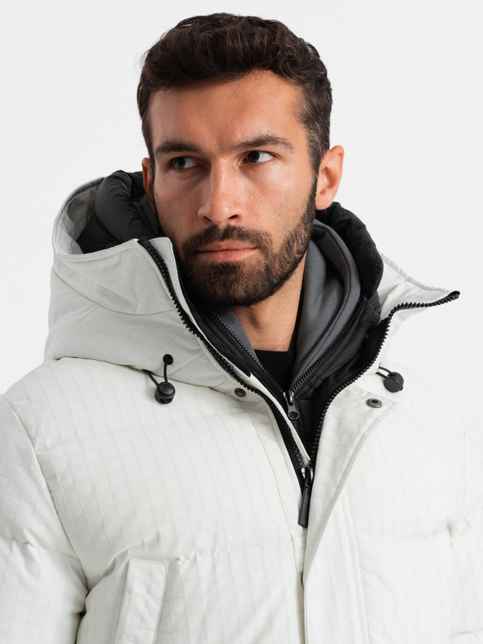 Outdoor long men's parka jacket - white V1 OM-JALJ-0201