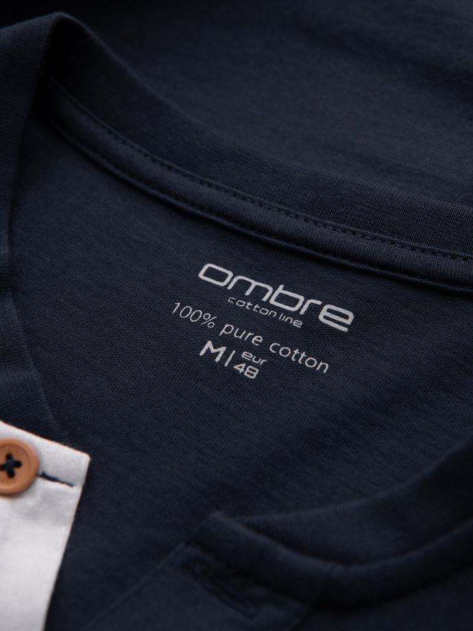 Men's longsleeve with buttons at the neckline - navy blue V3 OM-LSCL-0107