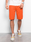 Szorty męskie dresowe wykończone lamówka - pomarańczowe V5 W360