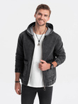 Men's denim jacket katana with cargo pockets and hood - black V4 C558