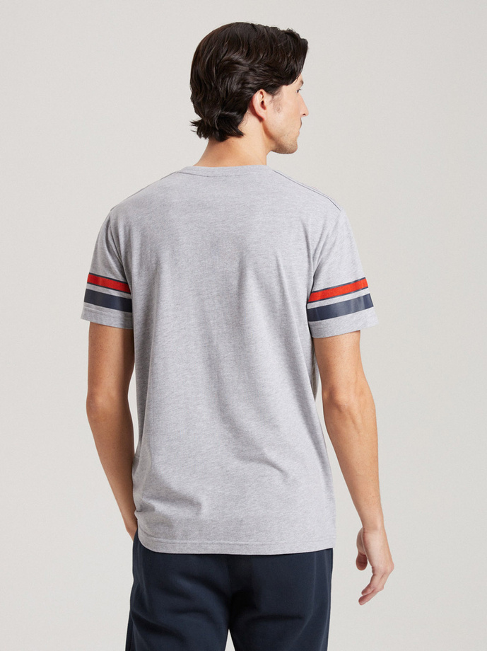 T-shirt męski z nadrukiem LA CAMPUS 01 S1814 - szary melanż