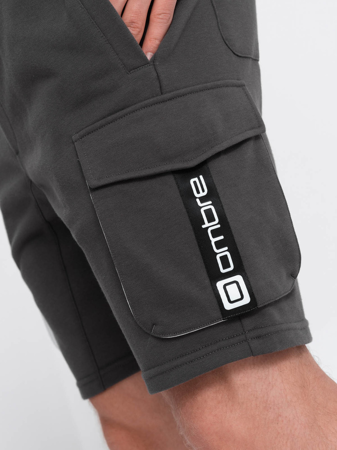Men's shorts with cargo pockets - dark grey V2 OM-SRSK-0106