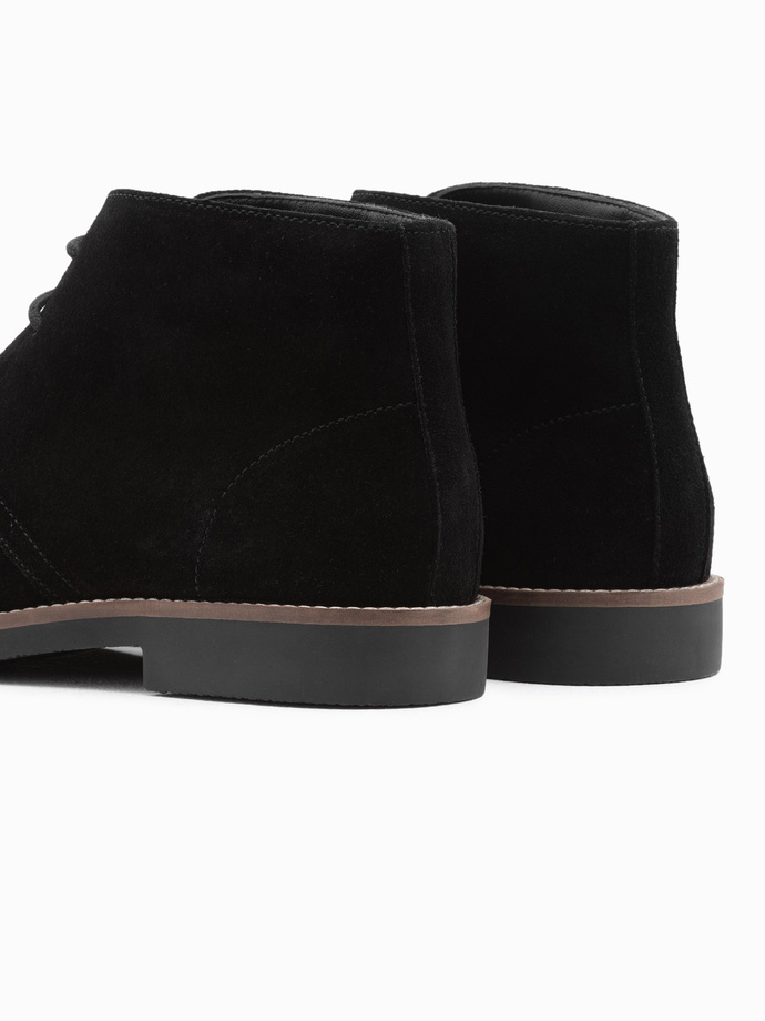 Men's leather tied ankle boots - black V2 OM-FOCS-0136