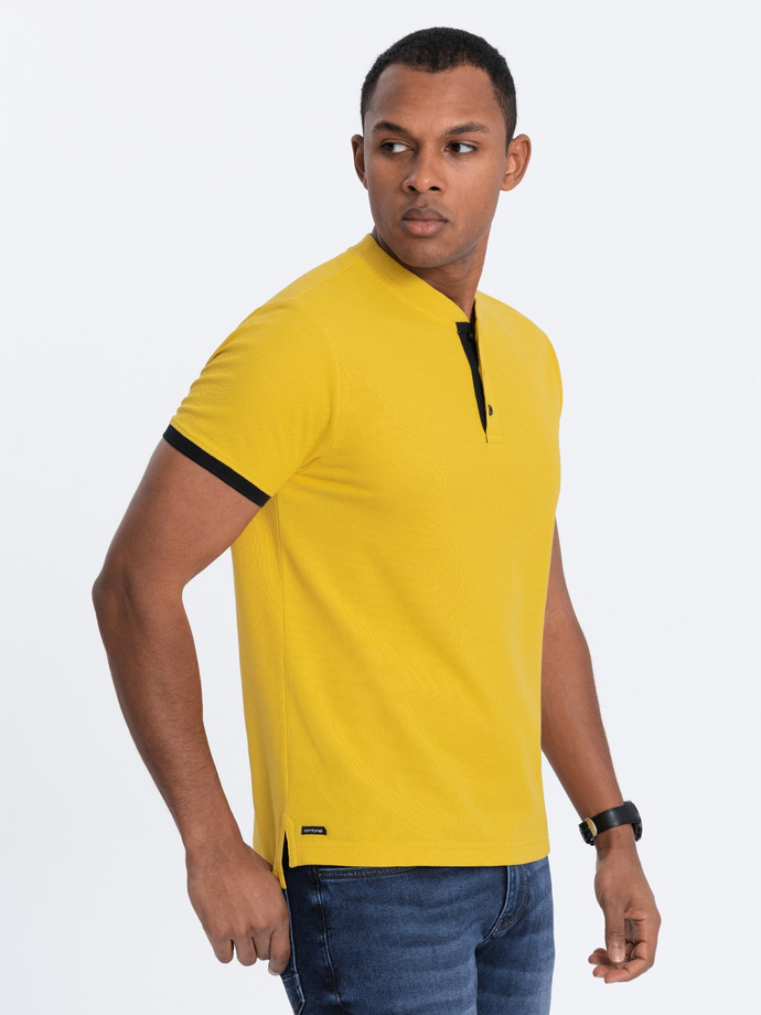 Men's collarless polo shirt - yellow V9 OM-TSCT-0156