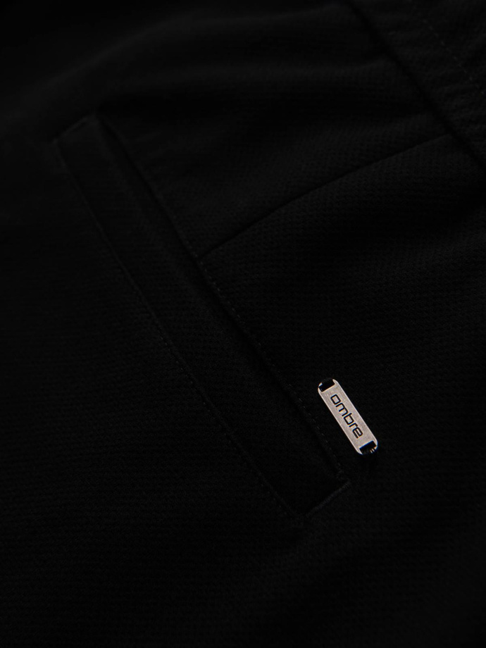 Men's pique knit pants with adjustable waistband - black V2 OM-PACP-0283