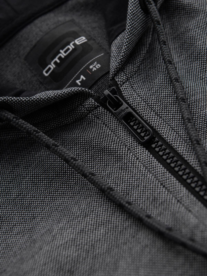 Męska bluza dresowa z kapturem o delikatnej strukturze – czarna V1 OM-SSZP-0191