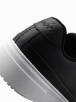 Buty sneakersy męskie z ekoskóry na grubej podeszwie – czarne V5 OM-FOSL-0166