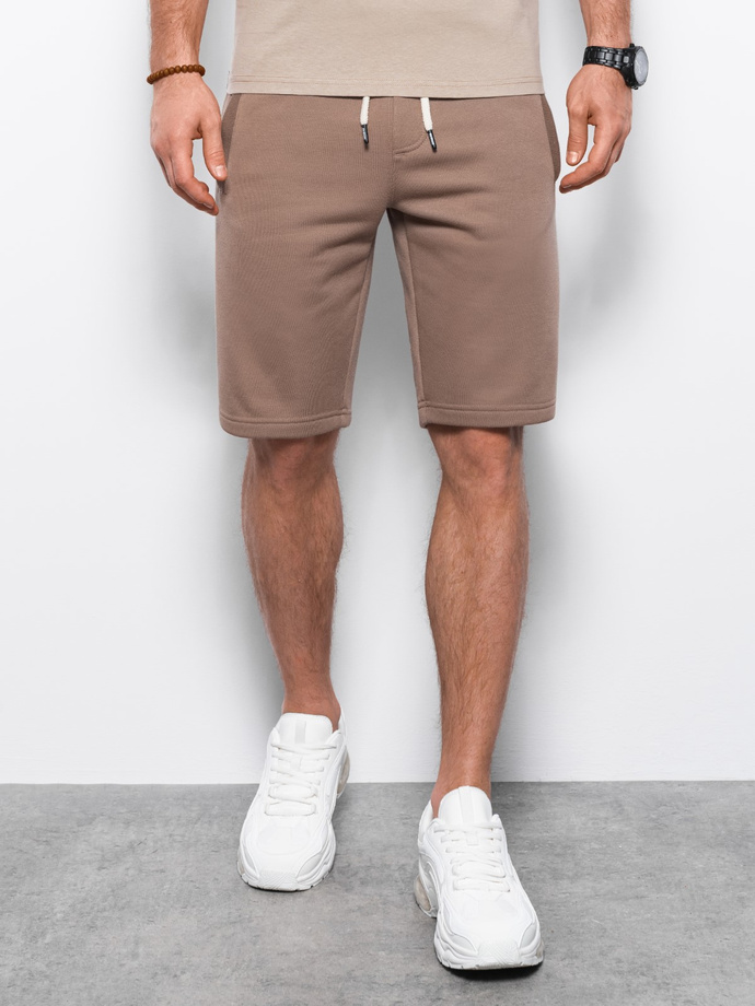 Men's short shorts with pockets - light brown V17 OM-SRBS-0109