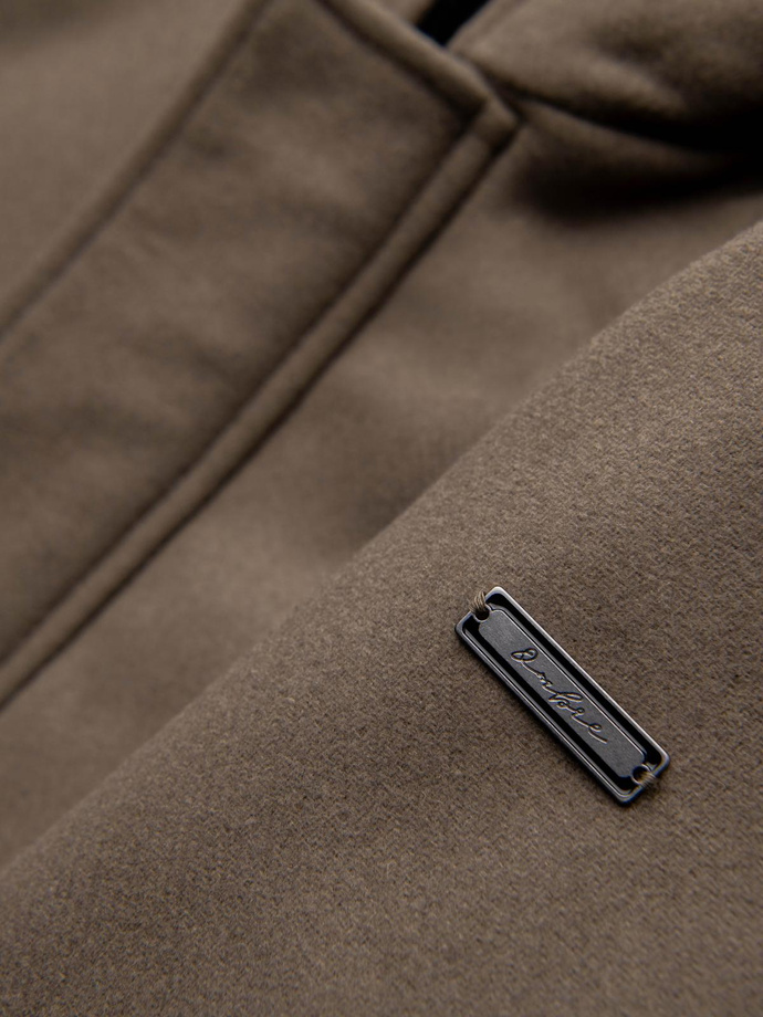 Men's parka coat with wool and hood - khaki V2 OM-COWC-0132