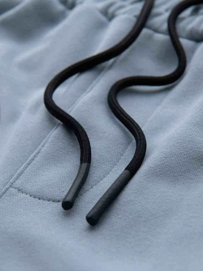 Fitted men's printed short sweat shorts - light blue V1 OM-SRSK-0138