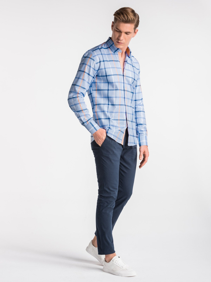 Men's shirt with long sleeves K493 - light blue