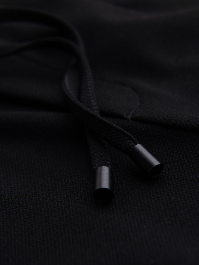 Dzianinowe szorty męskie z podwiniętymi nogawkami – czarne V2 OM-SRCS-0170