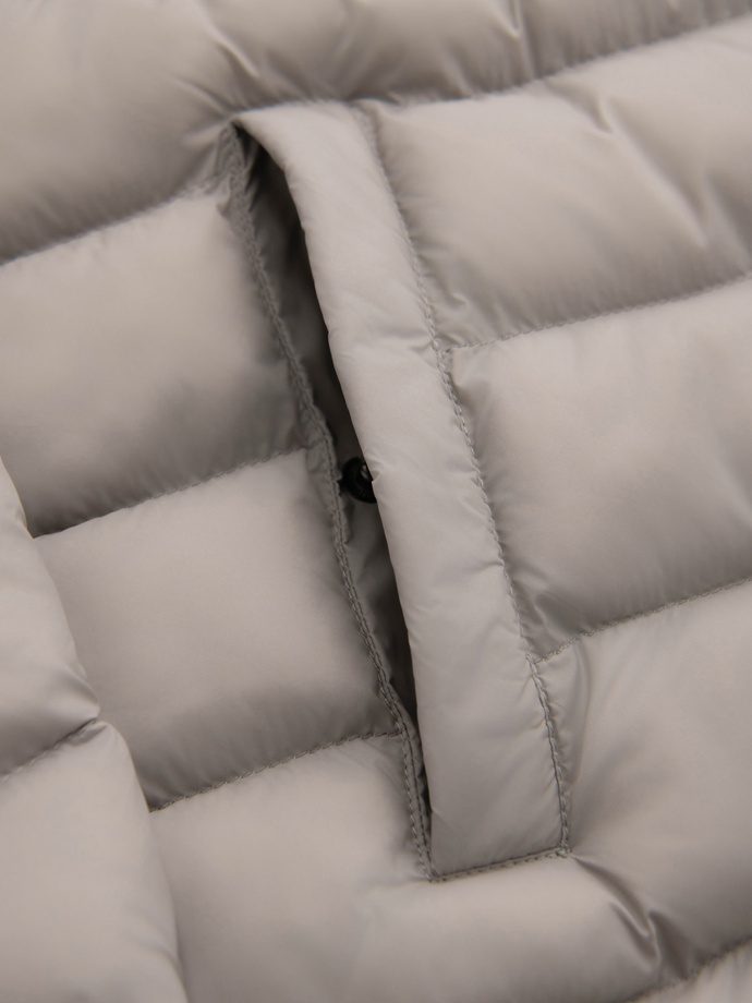 Pikowana męska kurtka z dwoma zapięciami - jasnoszara V2 OM-JALP-0231