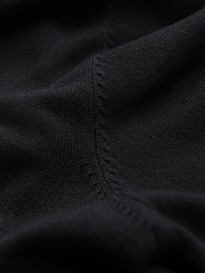 Men's knitted fitted turtleneck with viscose - black V1 OM-SWTN-0101