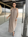 Linen maxi dress - DLR114 brown