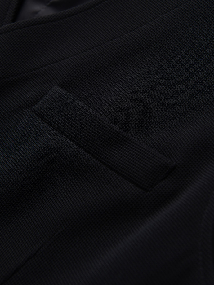 Fitted structured men's vest with patch pockets - black V1 OM-BLZV-0146