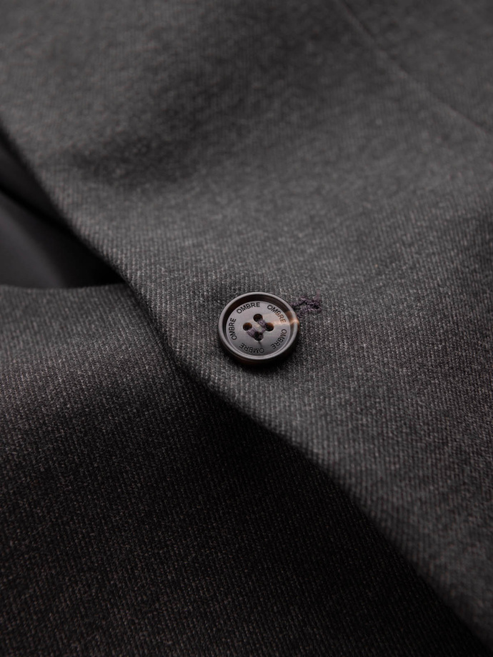 Men's melange rayon jacket with stand-up collar - black melange V5 OM-BLZB-0131