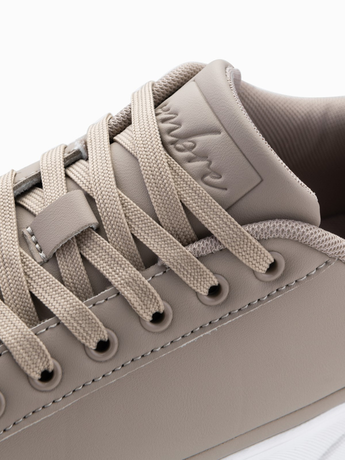 Męskie buty sneakersy z ekoskóry na grubej podeszwie – popielate V1 OM-FOSL-0166