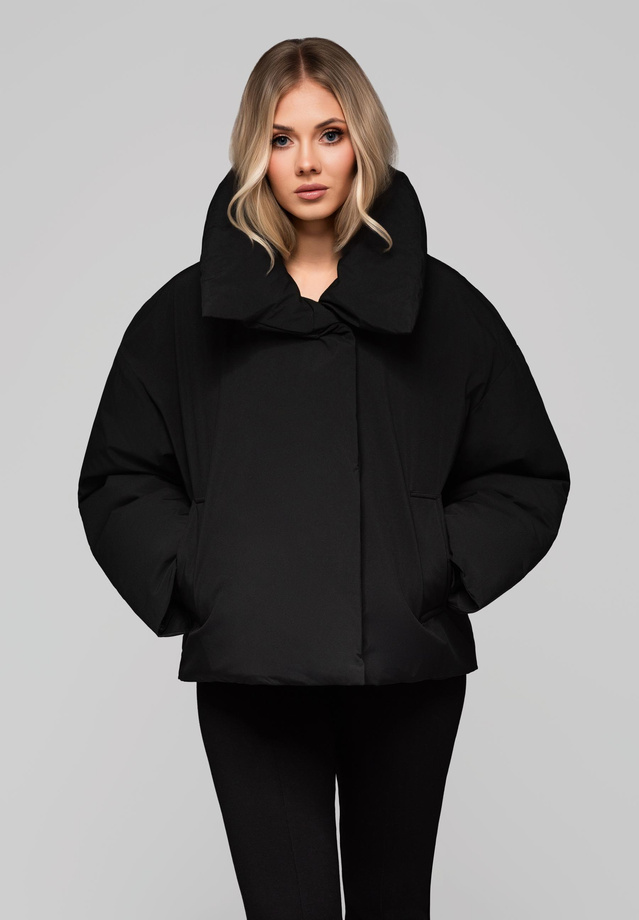 Women's quilted jacket with stand-up collar OW-JALP-0101 v1 - black