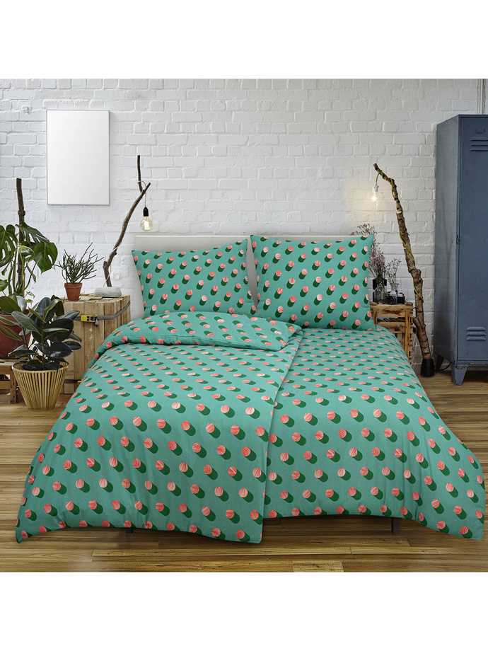 Cotton bed linen Pinkdots A806 - turquoise