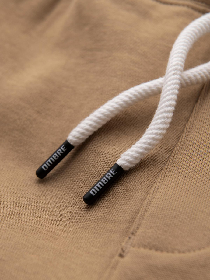 Męskie spodnie dresowe z nogawką bez ściągacza - brązowe V2 OM-PABS-0206